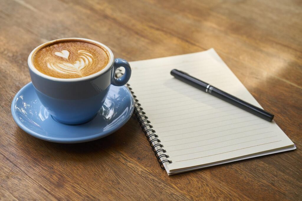 coffee pen notebook open notebook 2306471